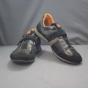 Hugo Boss Mens 46 US 12 Black Leather Strap Sneakers Designer Casual